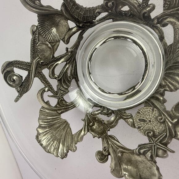 Seagull Canada Pewter Seashell Footed Plate/Bowl Stand Holder With bowl 7” HTF - Picture 14 of 16